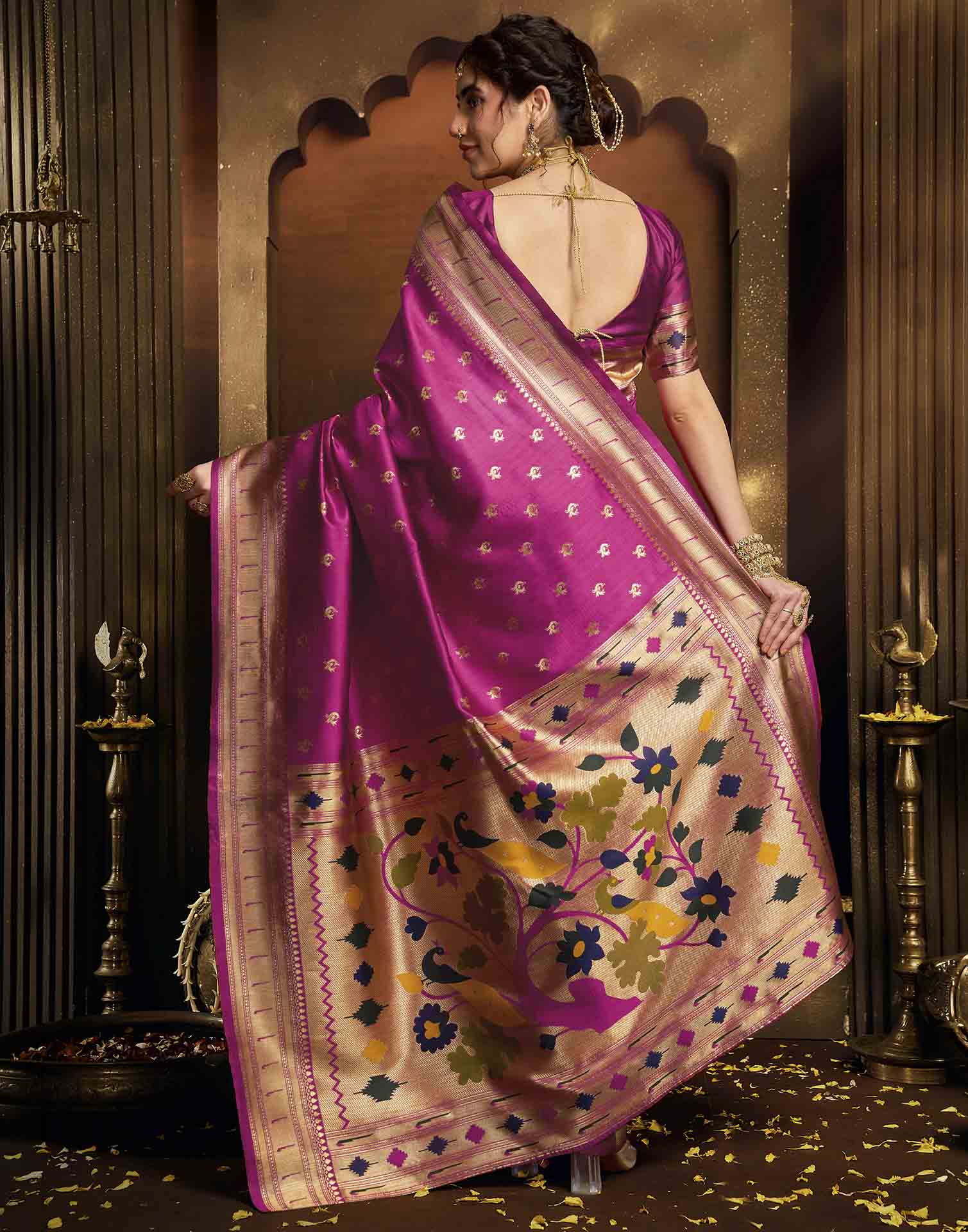 Pink Silk Woven Paithani Saree
