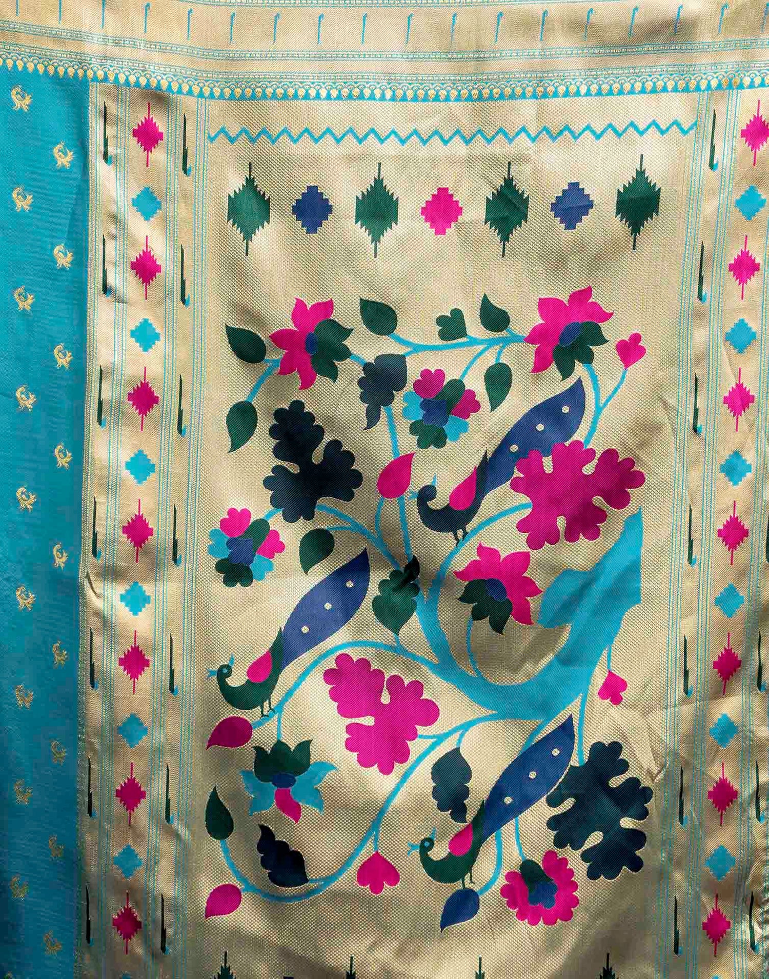 Sky Blue Silk Woven Paithani Saree