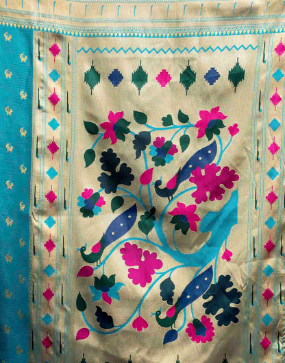 Sky Blue Silk Woven Paithani Saree