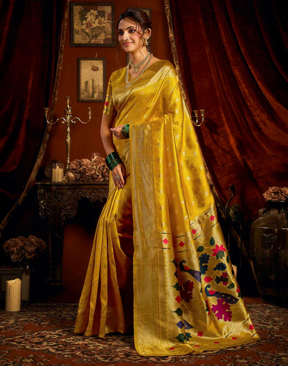 Yellow Silk Woven Paithani Saree