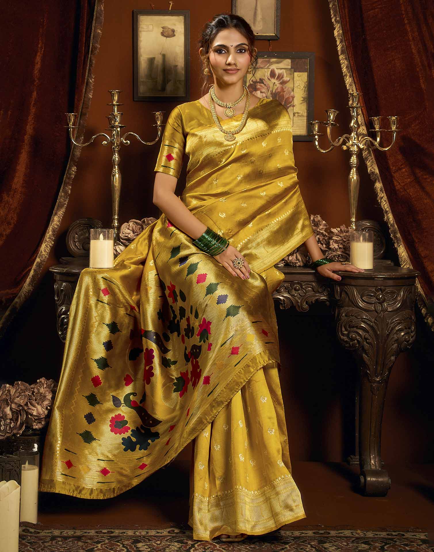 Yellow Silk Woven Paithani Saree