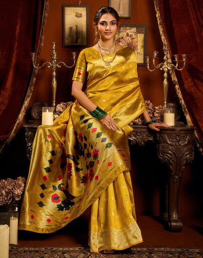Yellow Silk Woven Paithani Saree