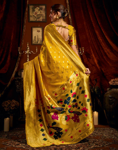 Yellow Silk Woven Paithani Saree