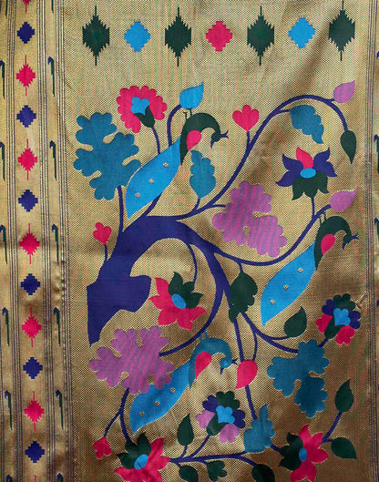 Navy Blue Silk Woven Paithani Saree