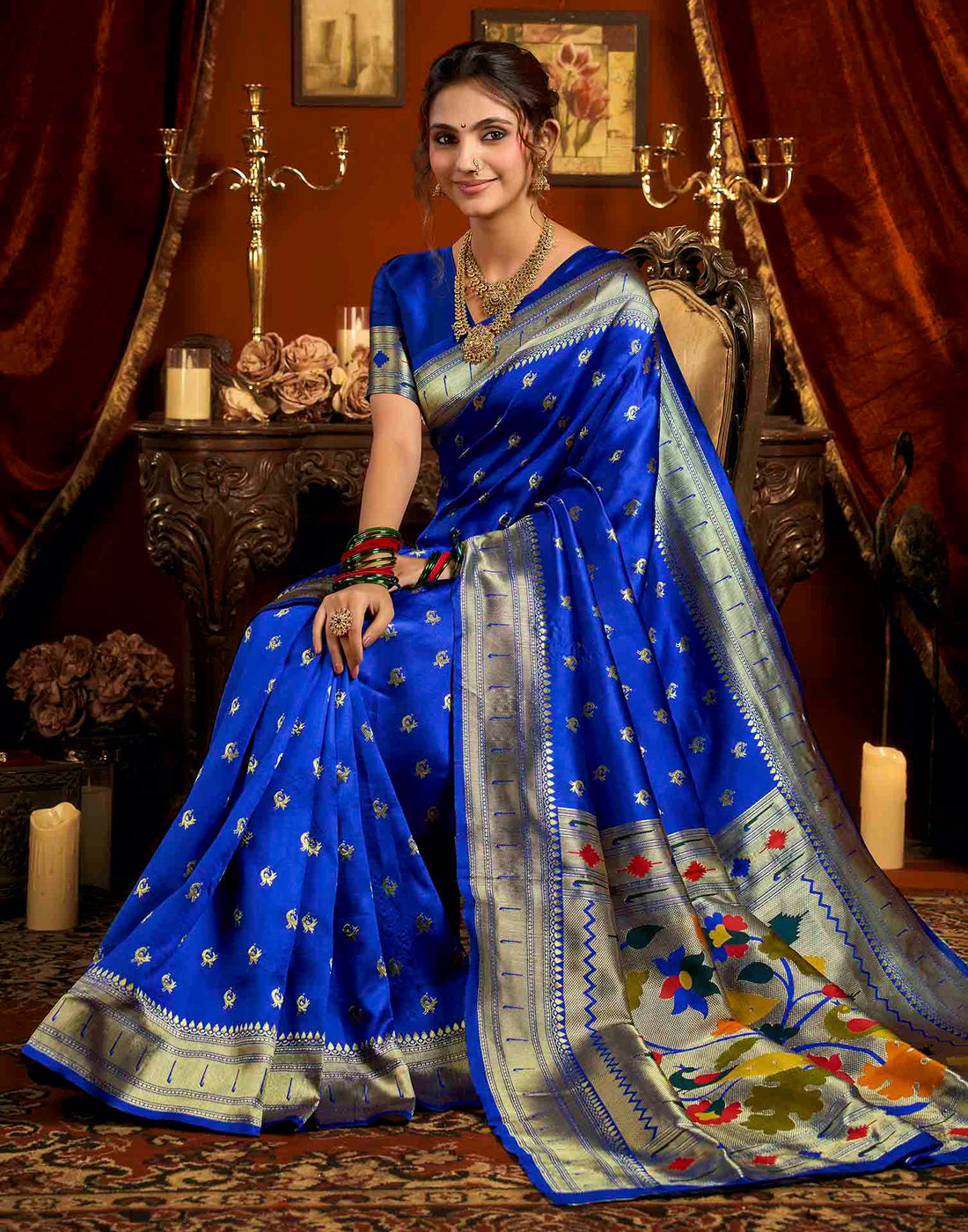 Blue Silk Woven Paithani Saree