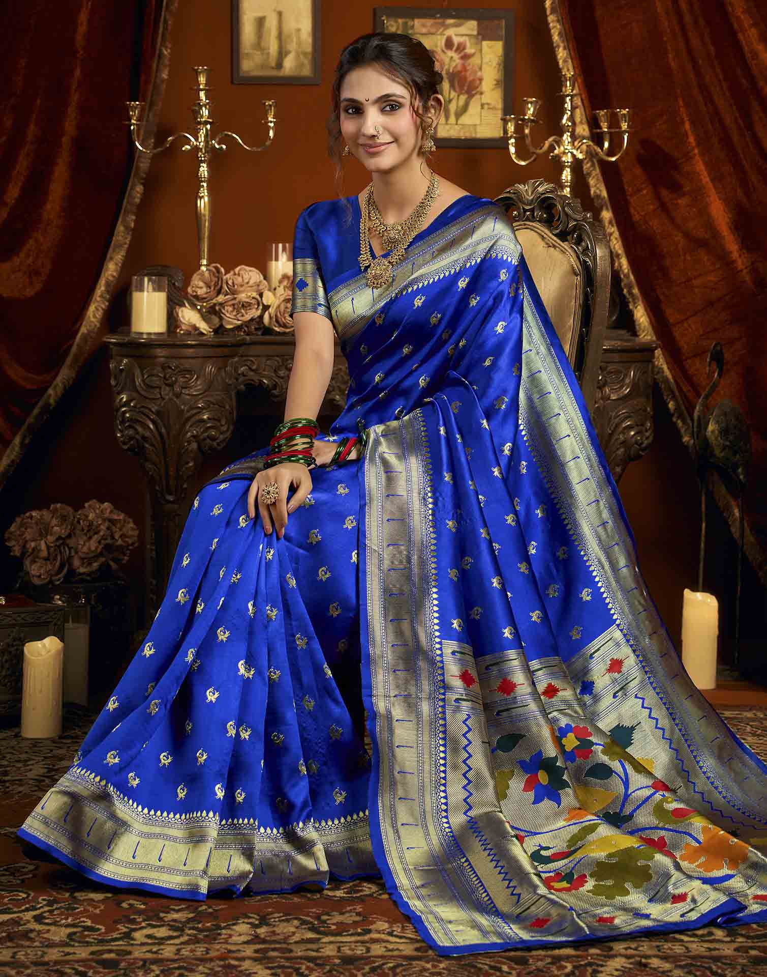 Blue Silk Woven Paithani Saree