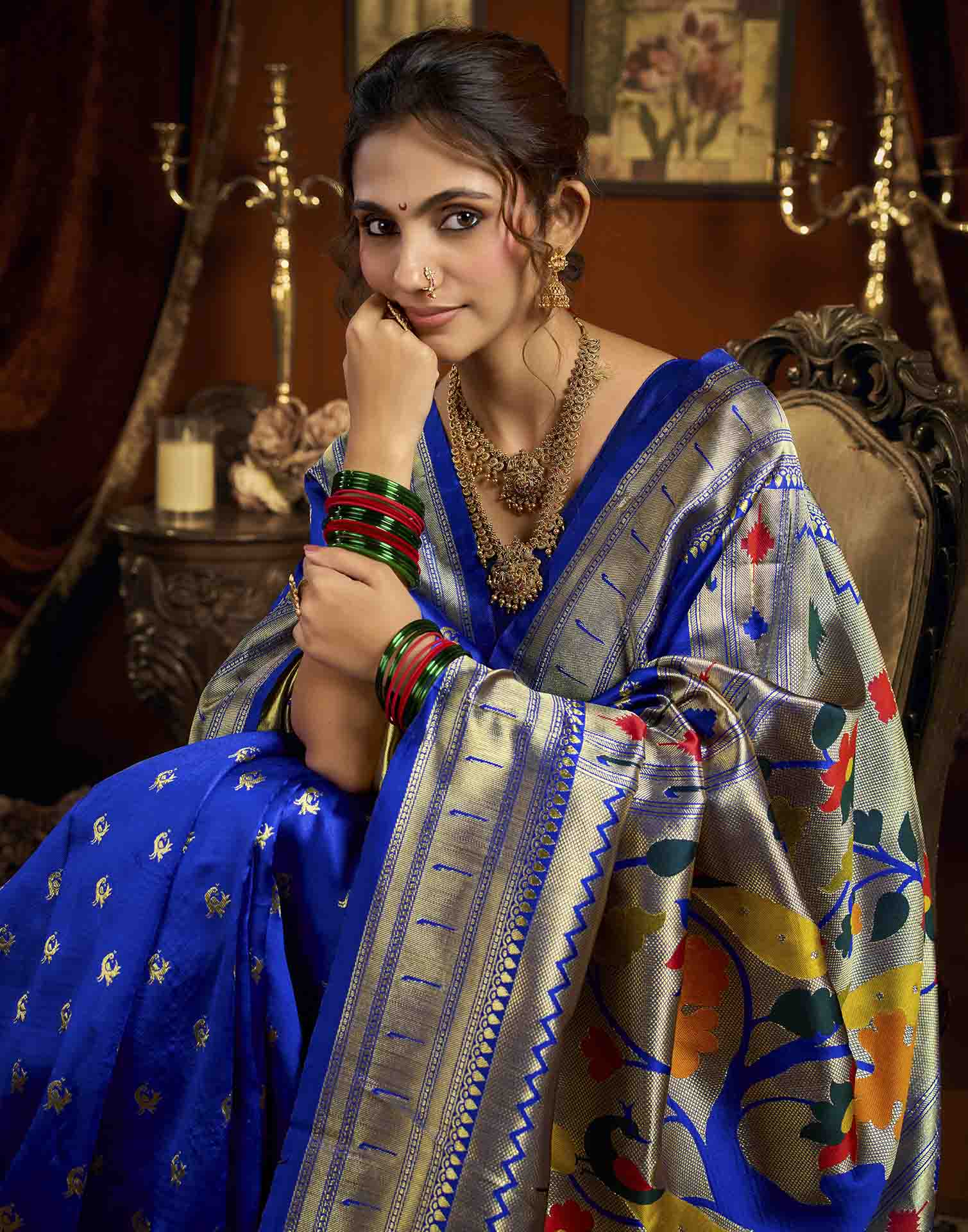 Blue Silk Woven Paithani Saree