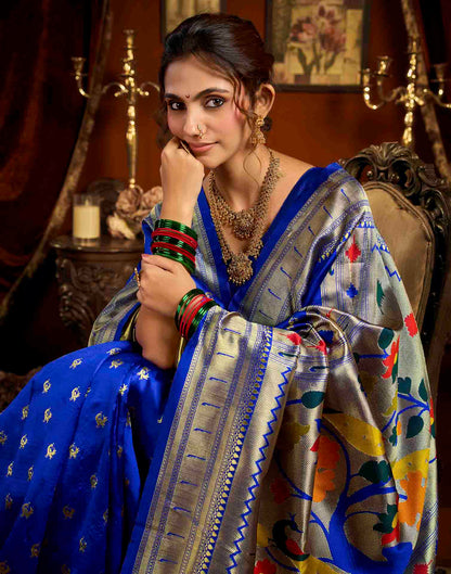 Blue Silk Woven Paithani Saree