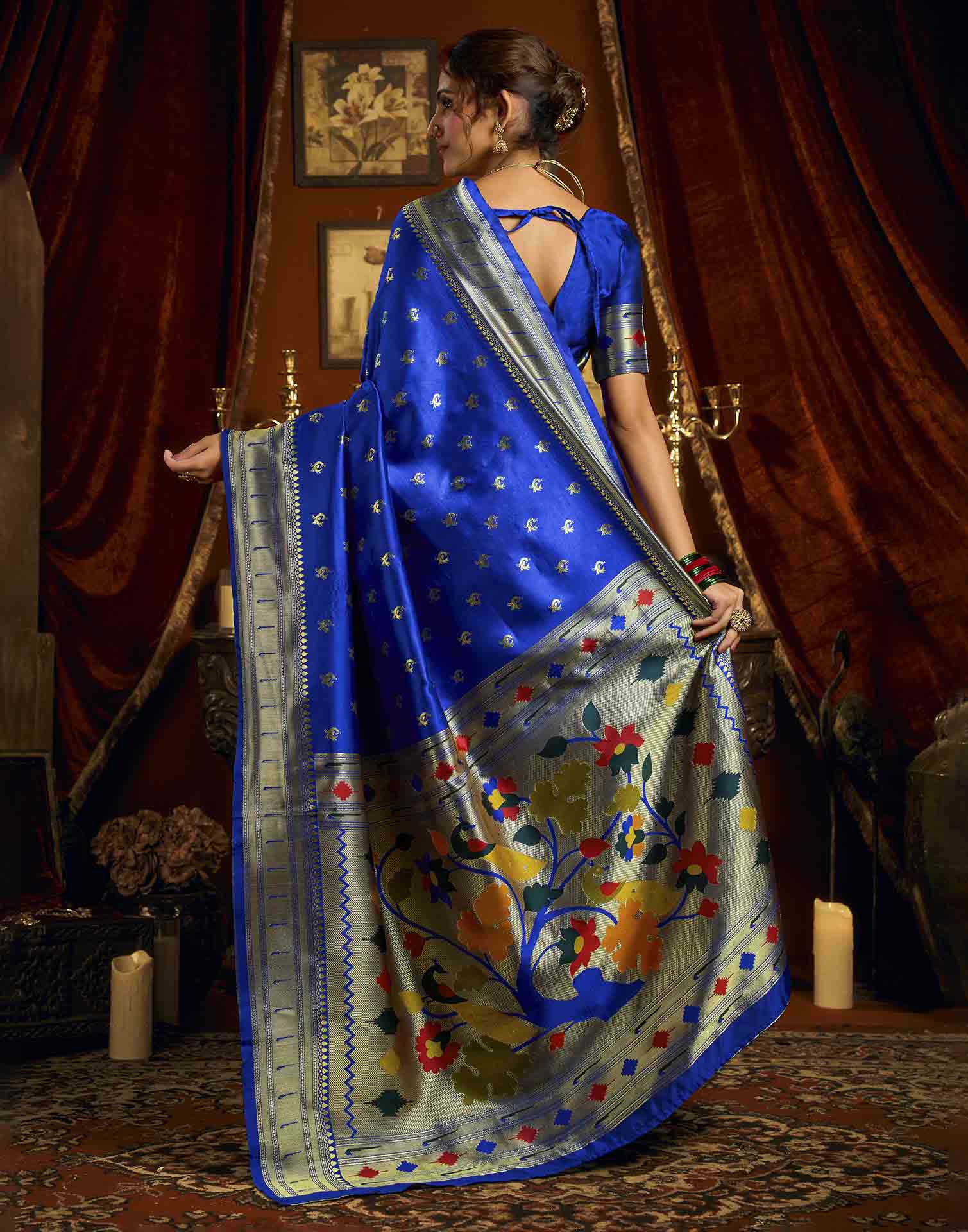 Blue Silk Woven Paithani Saree