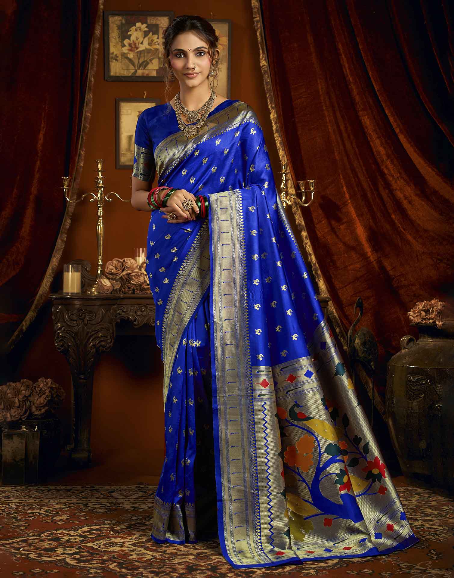 Blue Silk Woven Paithani Saree