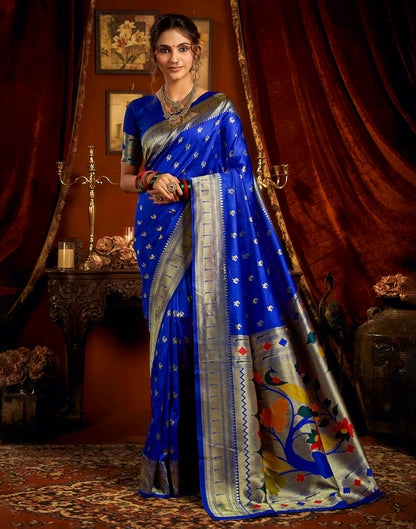 Blue Silk Woven Paithani Saree