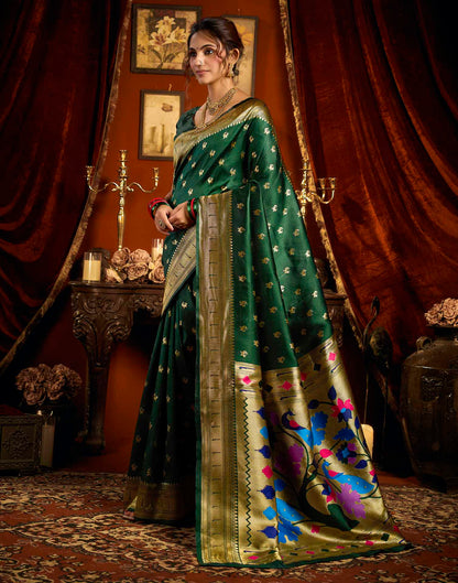 Dark Green Silk Woven Paithani Saree