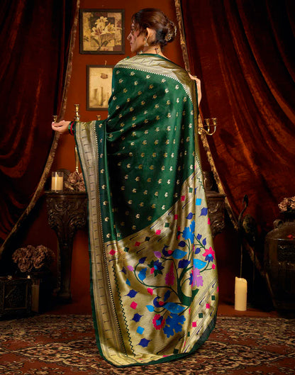 Dark Green Silk Woven Paithani Saree