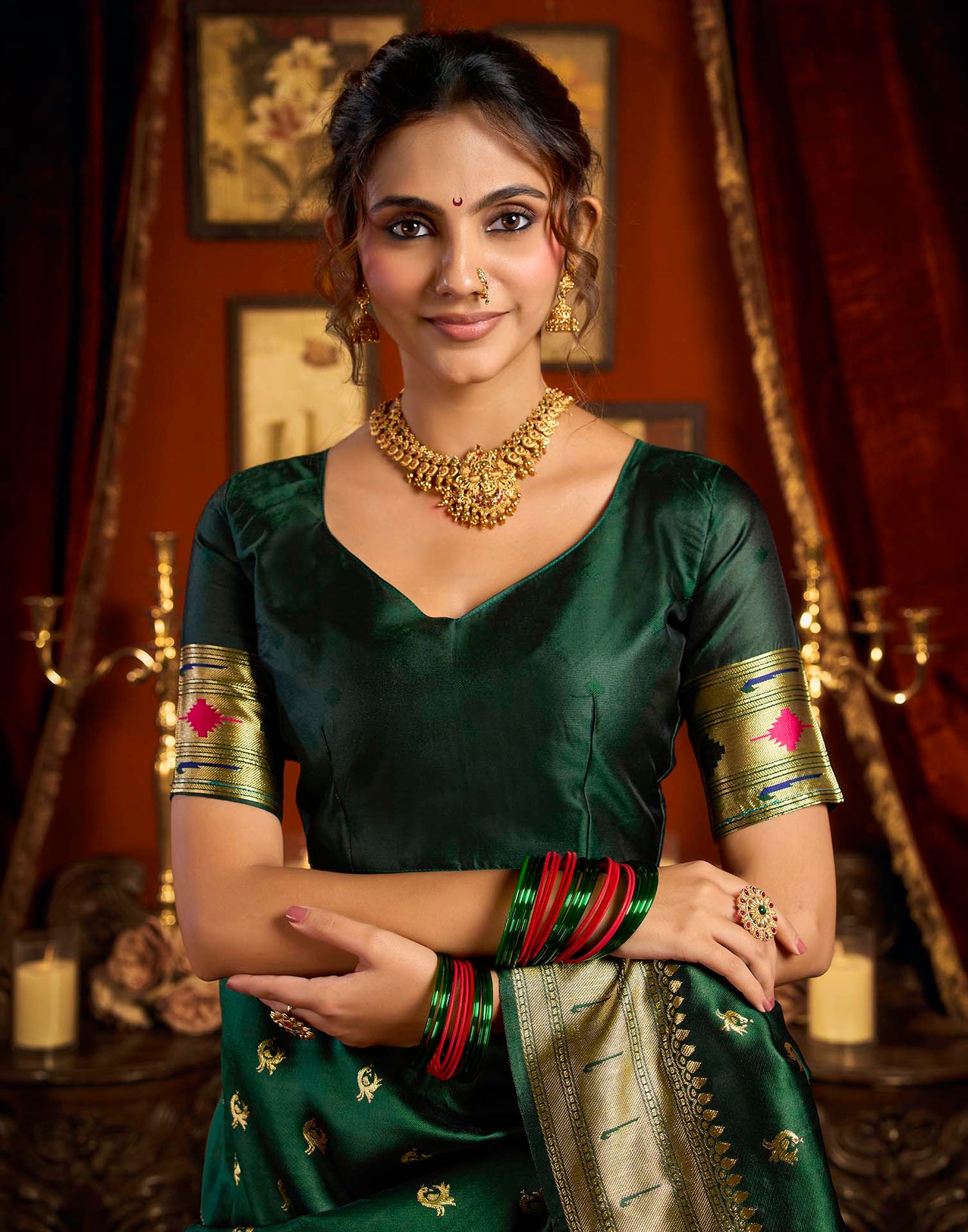 Dark Green Silk Woven Paithani Saree