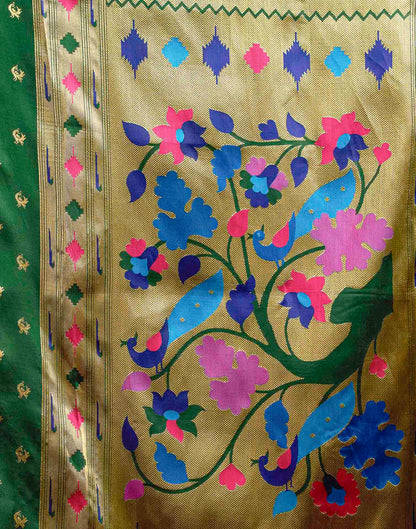 Dark Green Silk Woven Paithani Saree