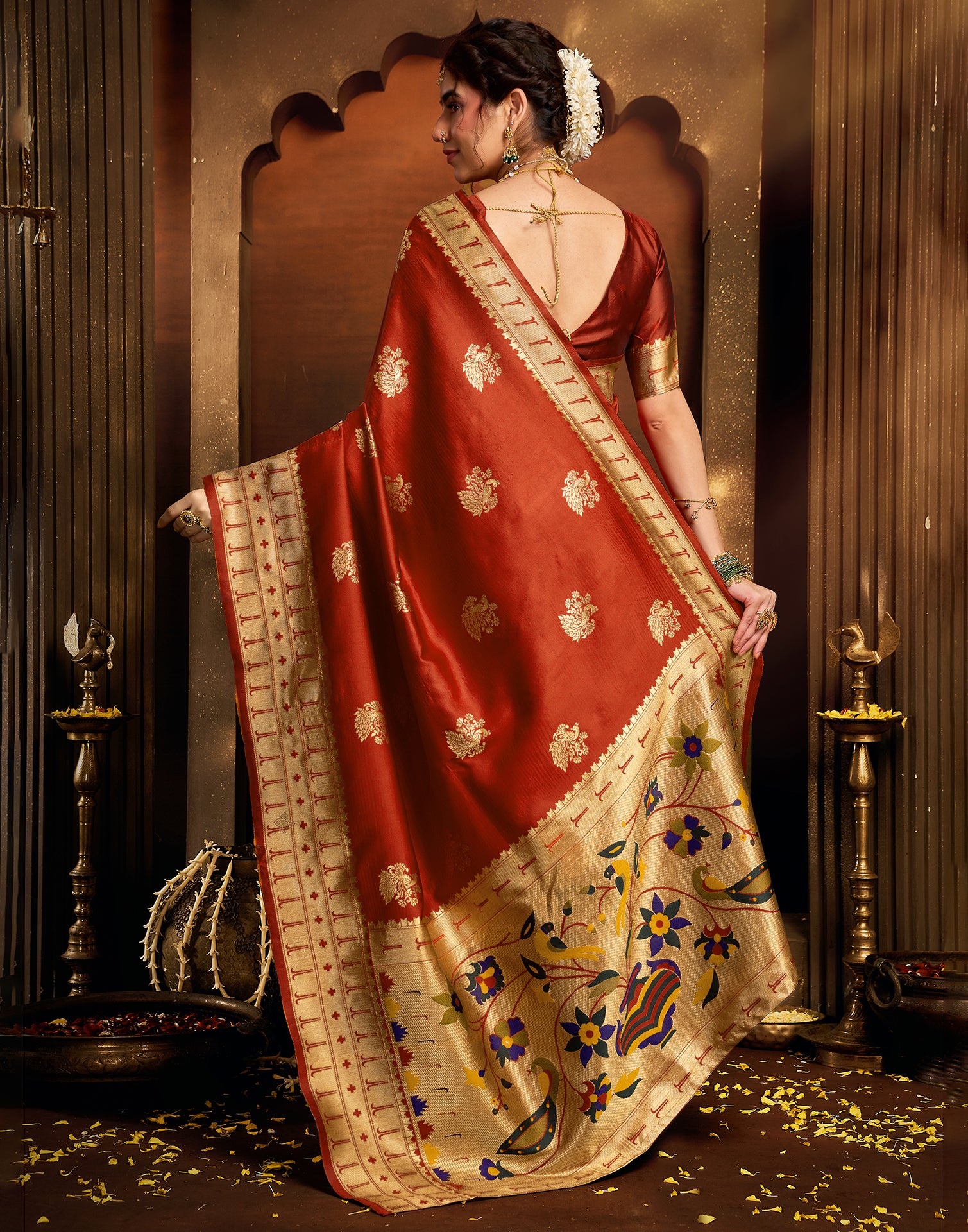 Red Silk Woven Paithani Saree