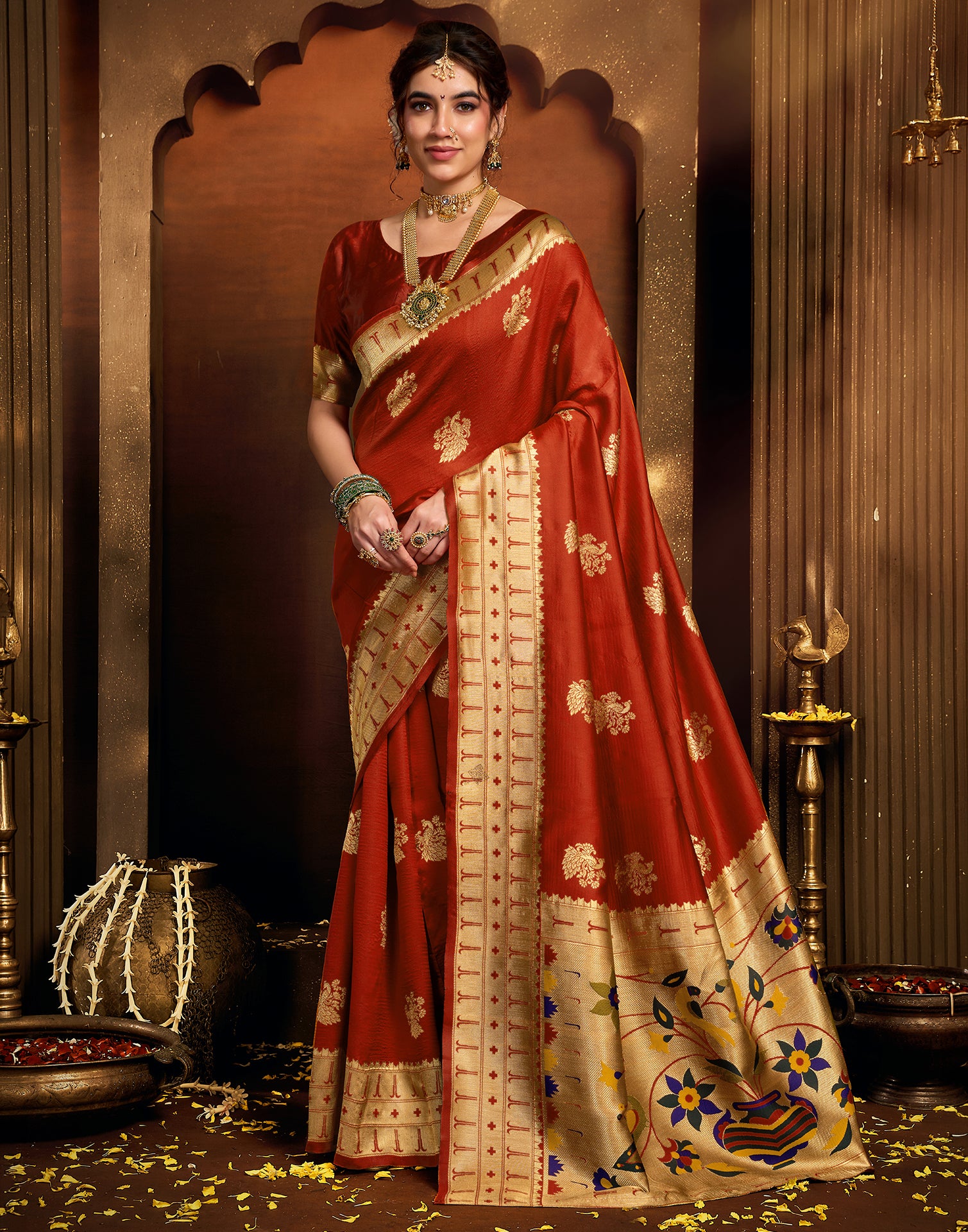 Red Silk Woven Paithani Saree