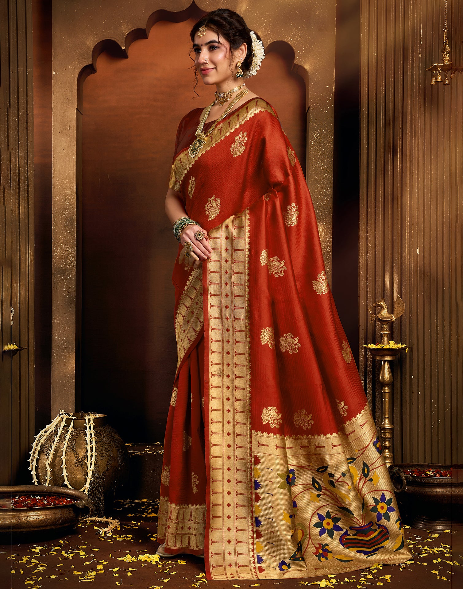 Red Silk Woven Paithani Saree