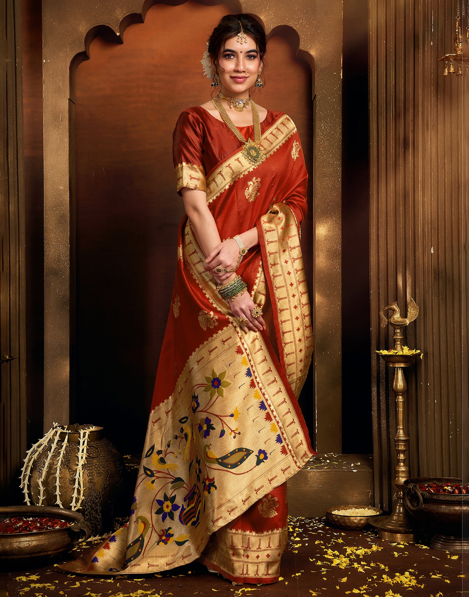 Red Silk Woven Paithani Saree