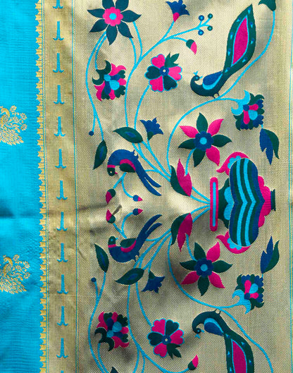 Sky Blue Silk Woven Paithani Saree