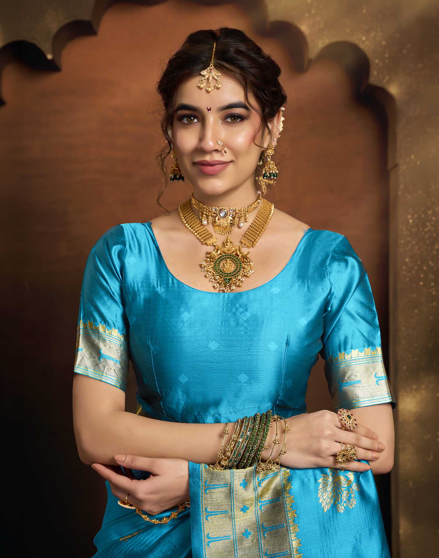 Sky Blue Silk Woven Paithani Saree