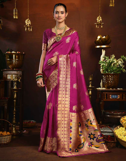 Rani Pink Silk Woven Paithani Saree