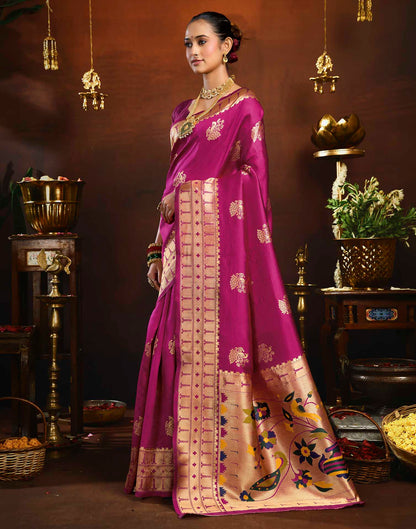 Rani Pink Silk Woven Paithani Saree
