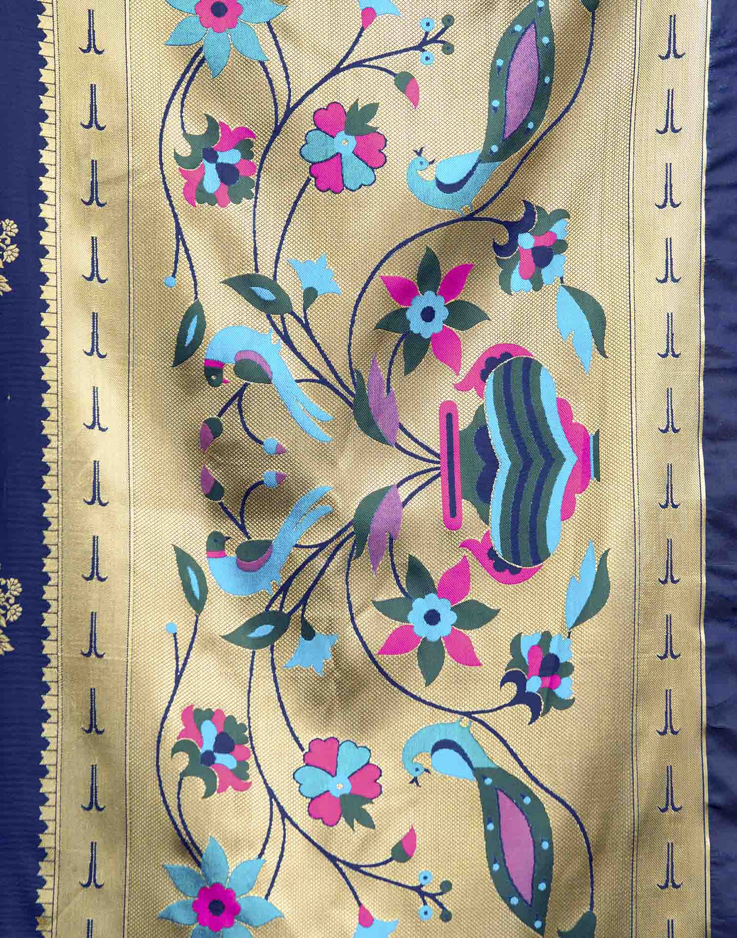 Navy Blue Silk Woven Paithani Saree