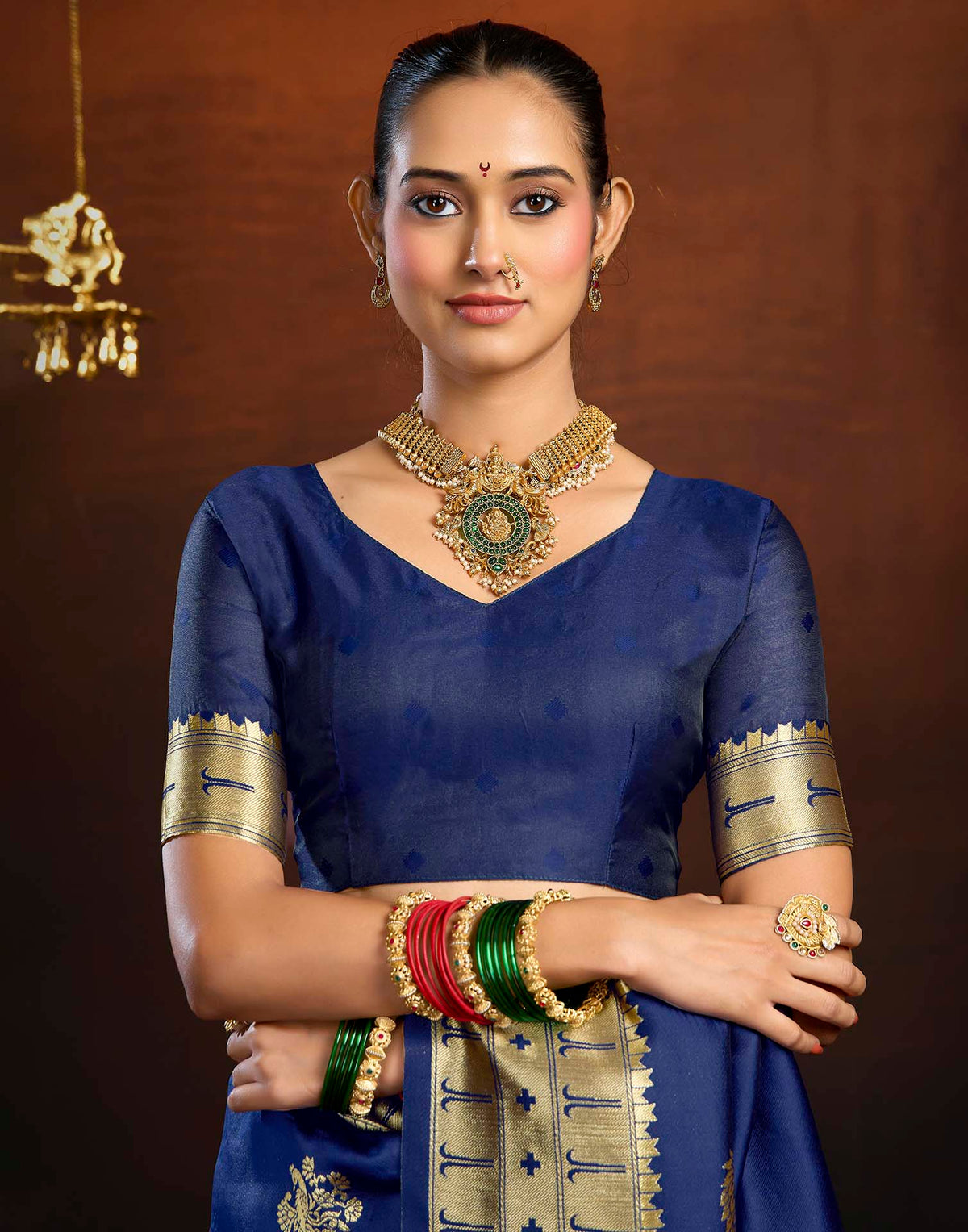 Navy Blue Silk Woven Paithani Saree