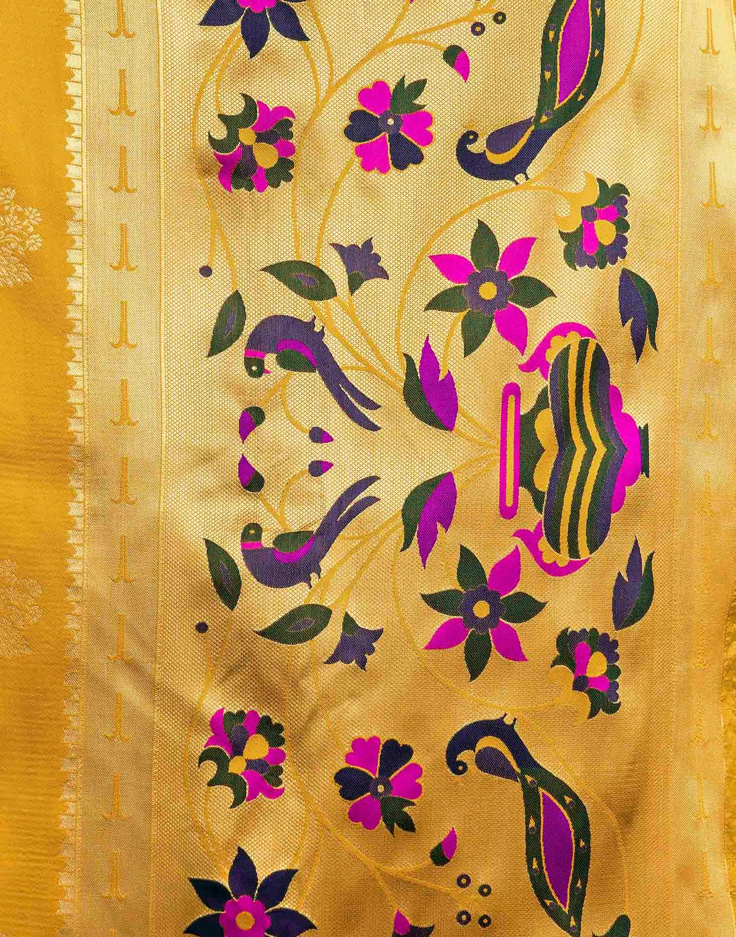 Yellow Silk Woven Paithani Saree