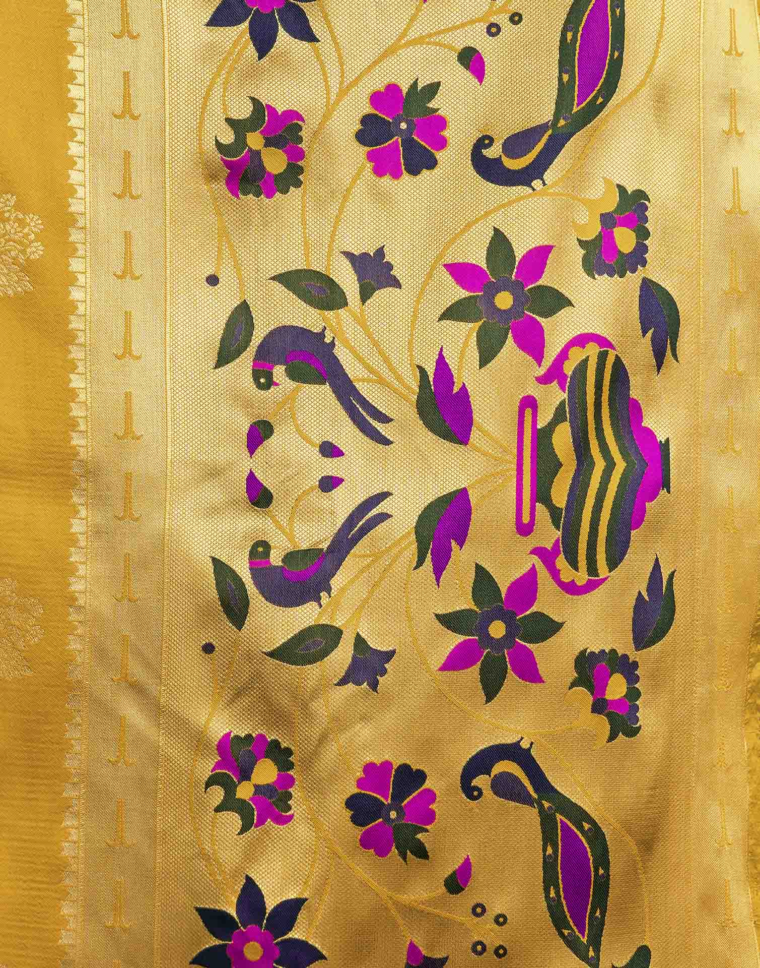 Yellow Silk Woven Paithani Saree