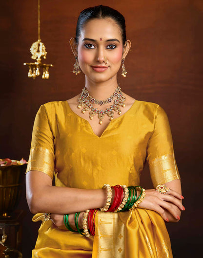 Yellow Silk Woven Paithani Saree