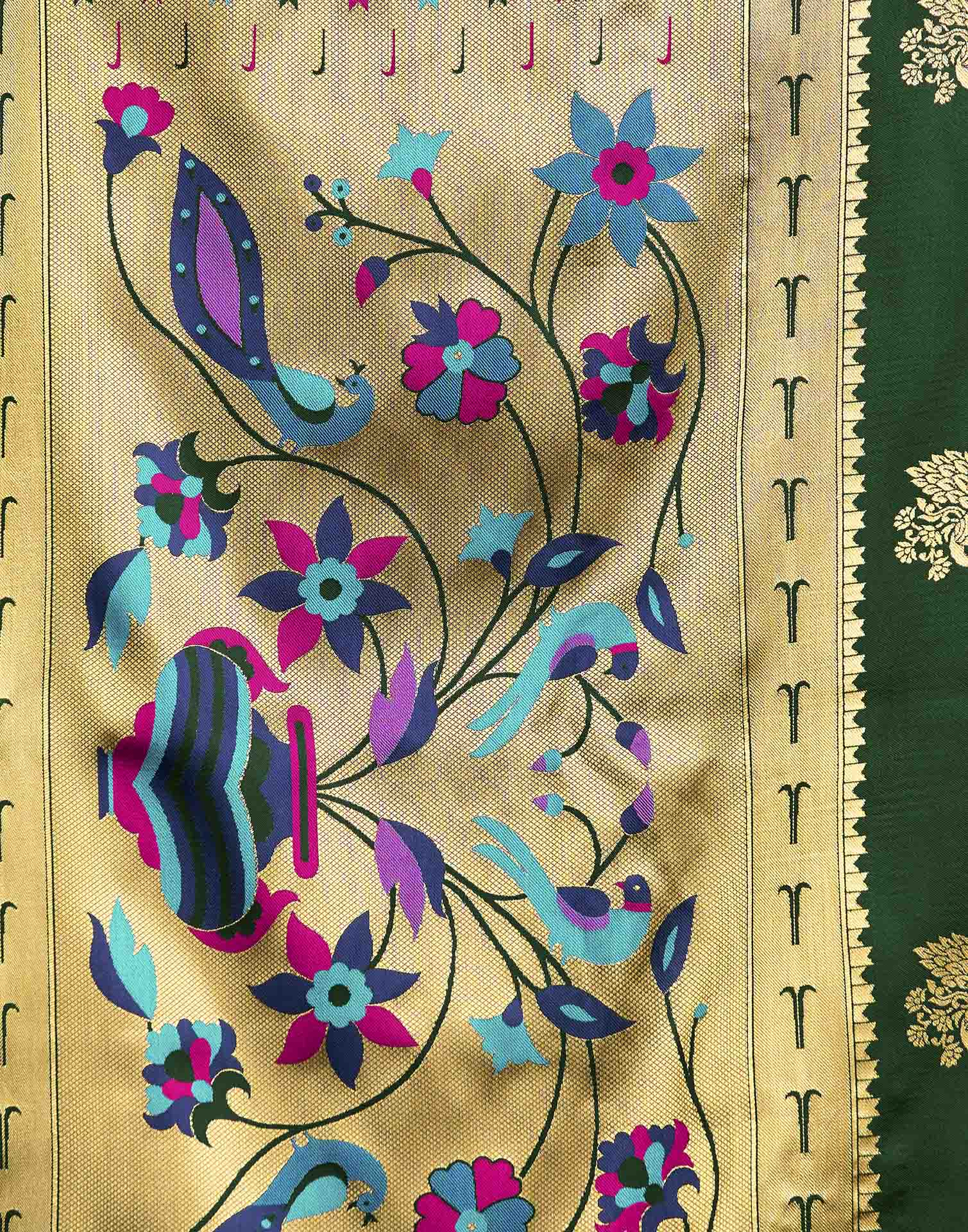 Dark Green Silk Woven Paithani Saree