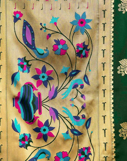 Dark Green Silk Woven Paithani Saree