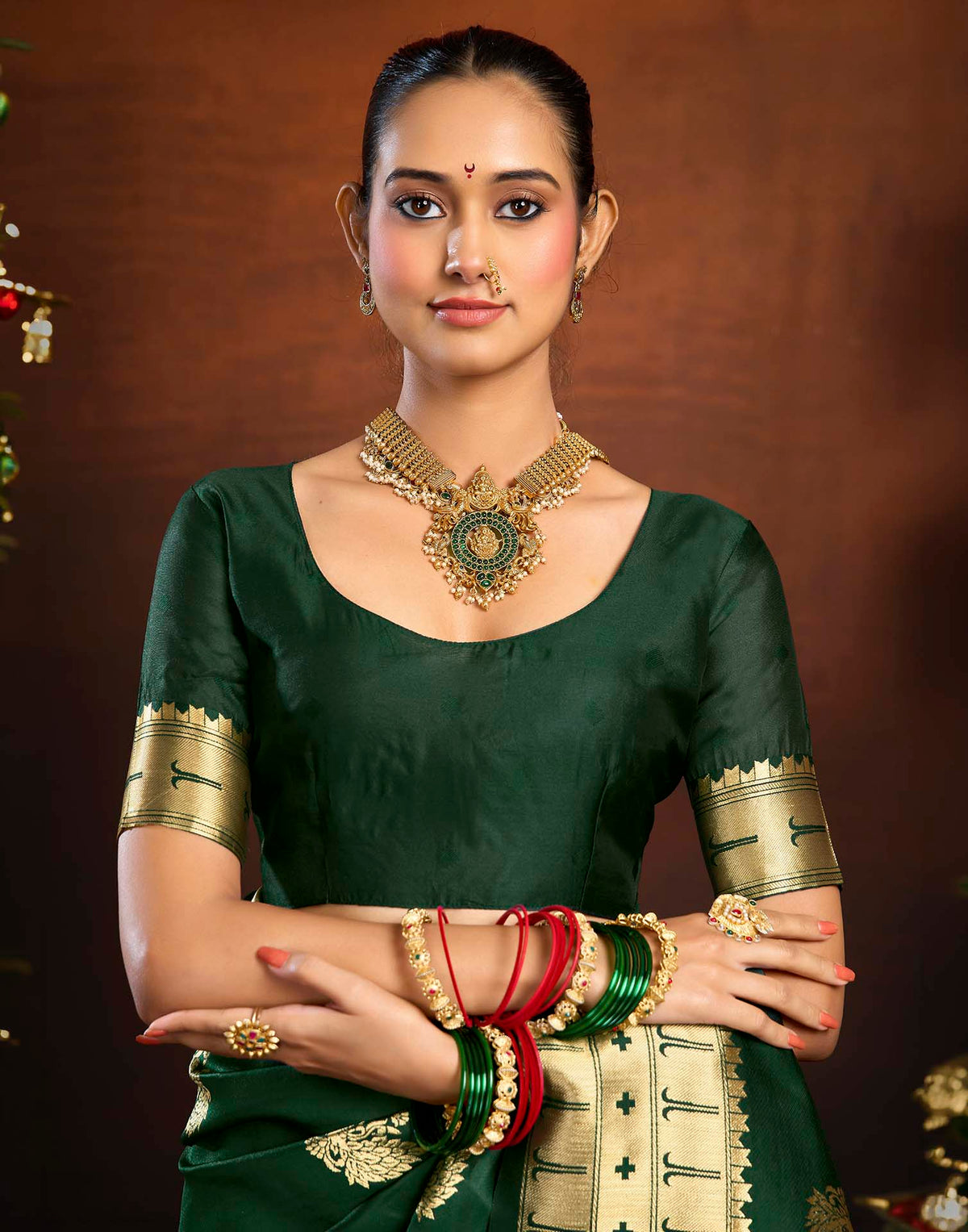 Dark Green Silk Woven Paithani Saree