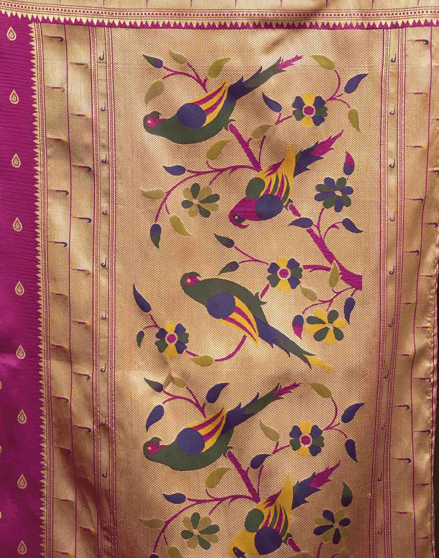 Dark Pink Silk Woven Paithani Saree