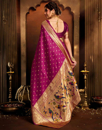 Dark Pink Silk Woven Paithani Saree
