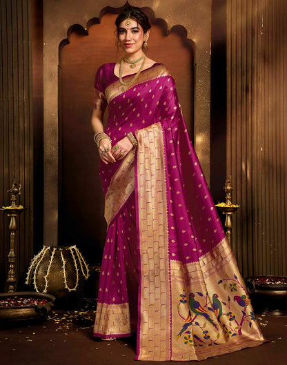 Dark Pink Silk Woven Paithani Saree