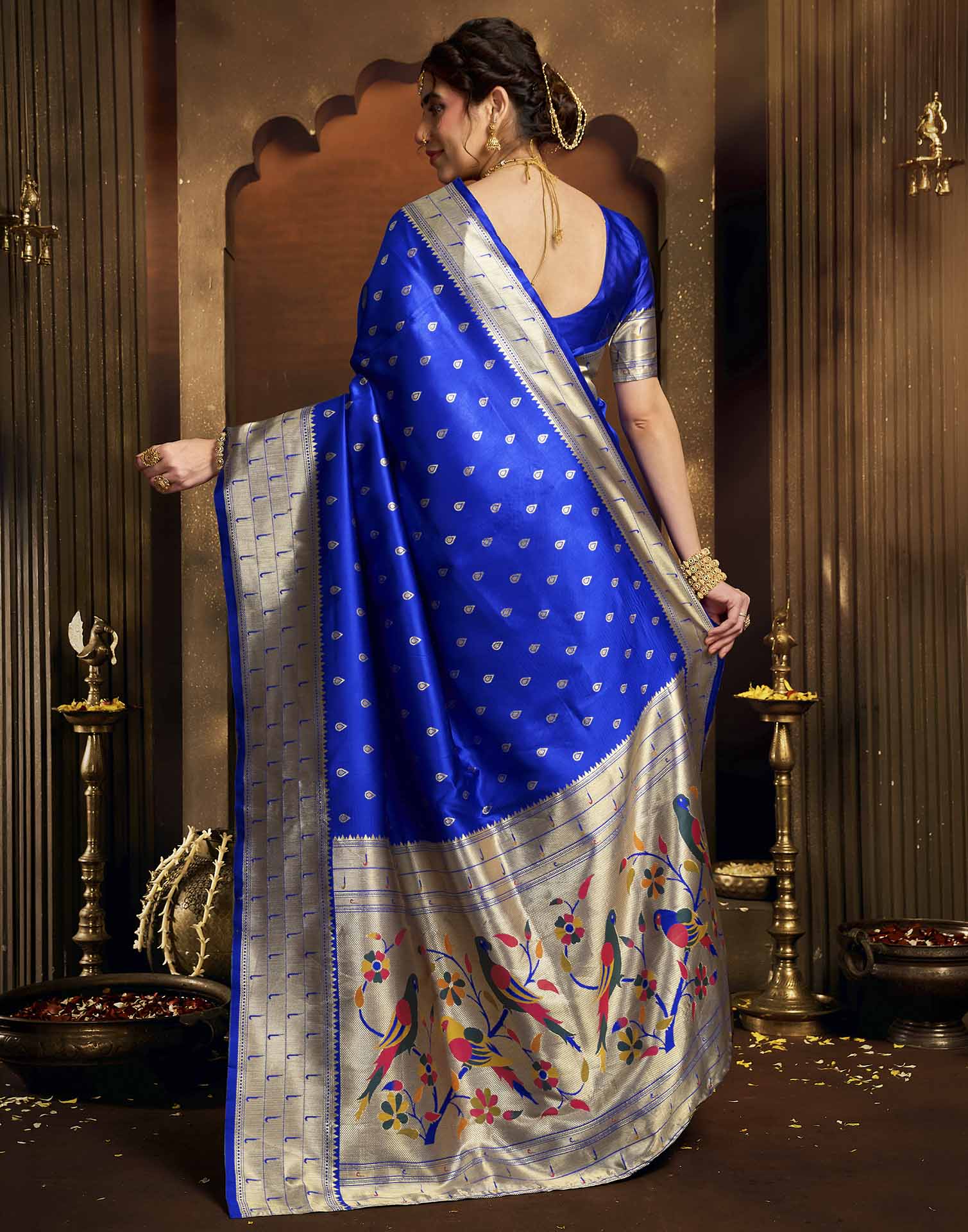 Royal Blue Silk Woven Paithani Saree