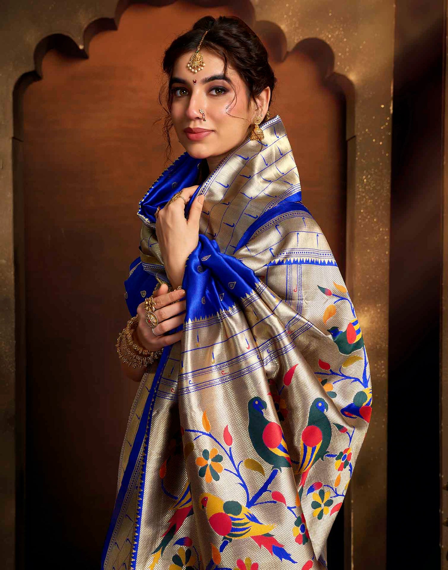 Royal Blue Silk Woven Paithani Saree