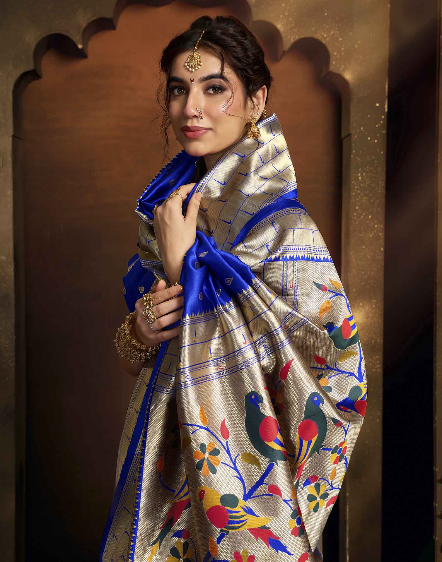 Royal Blue Silk Woven Paithani Saree