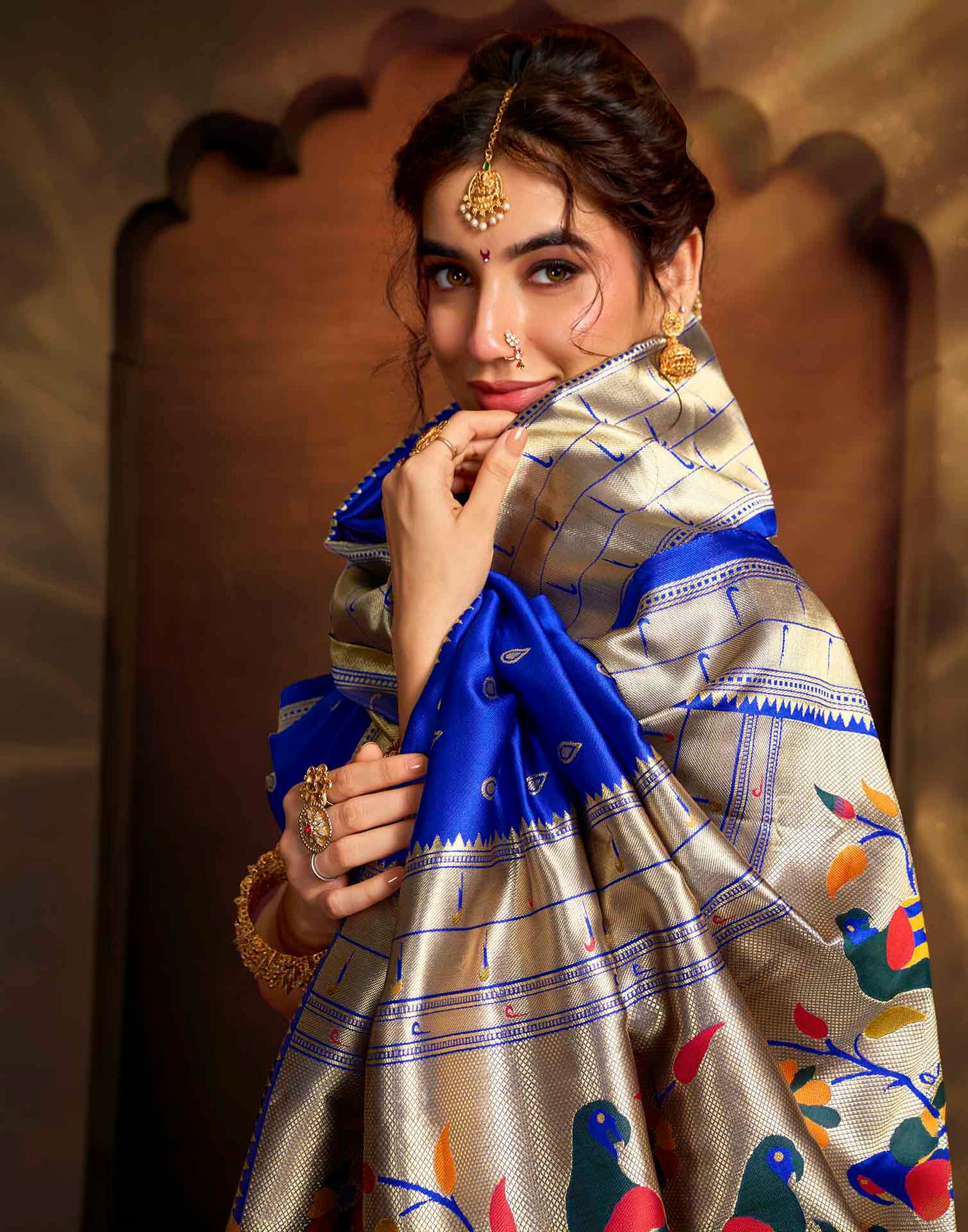Royal Blue Silk Woven Paithani Saree