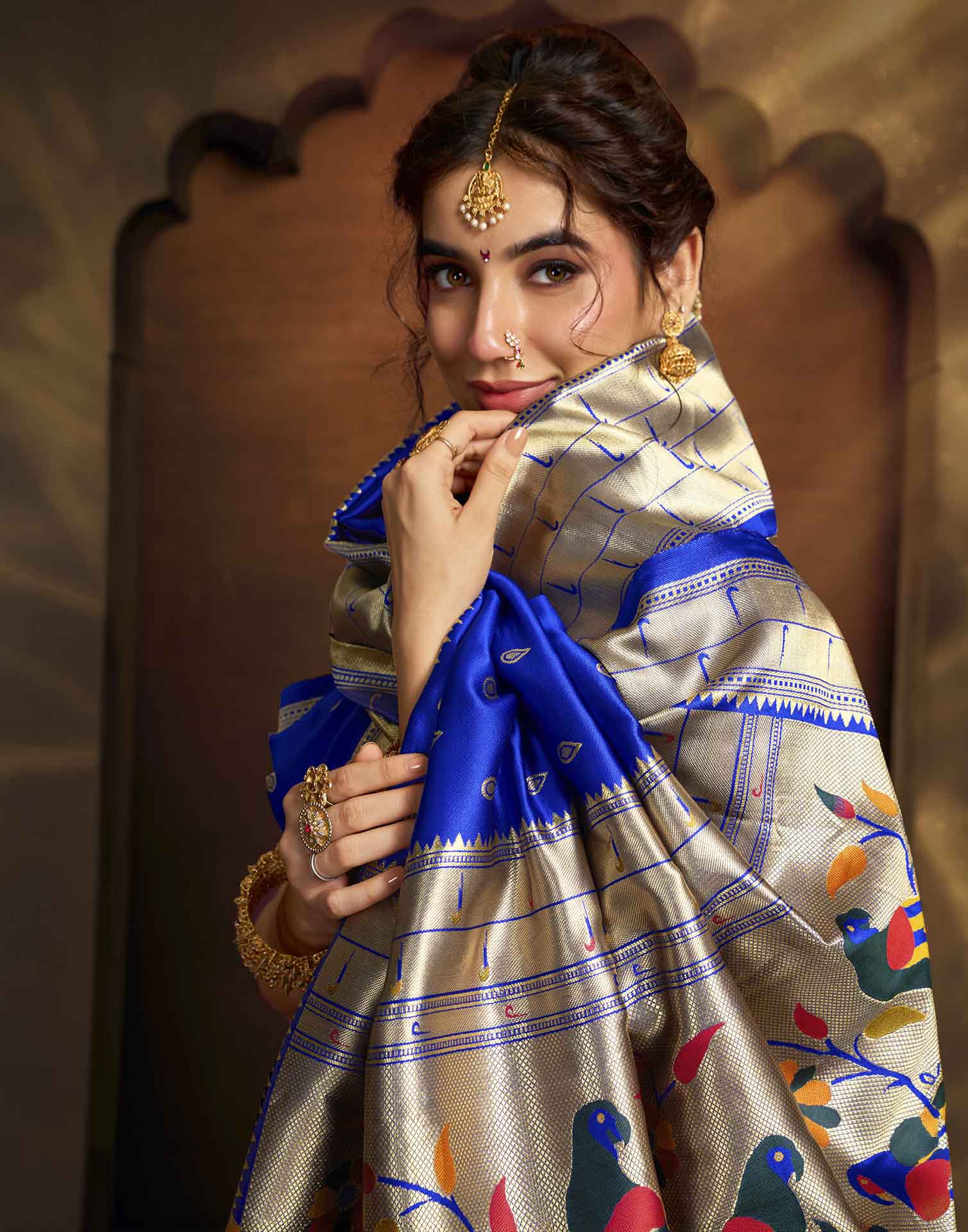 Royal Blue Silk Woven Paithani Saree