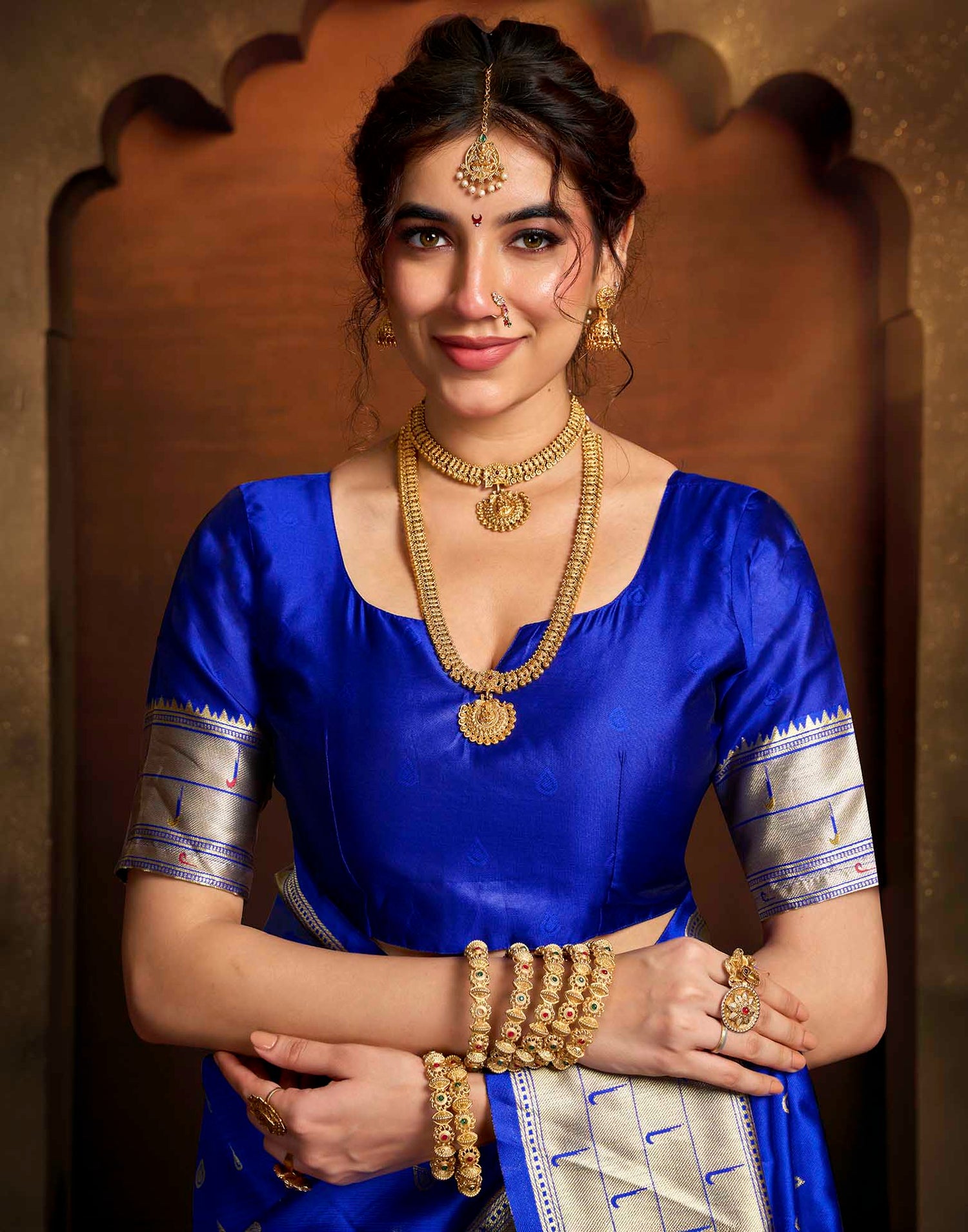 Royal Blue Silk Woven Paithani Saree