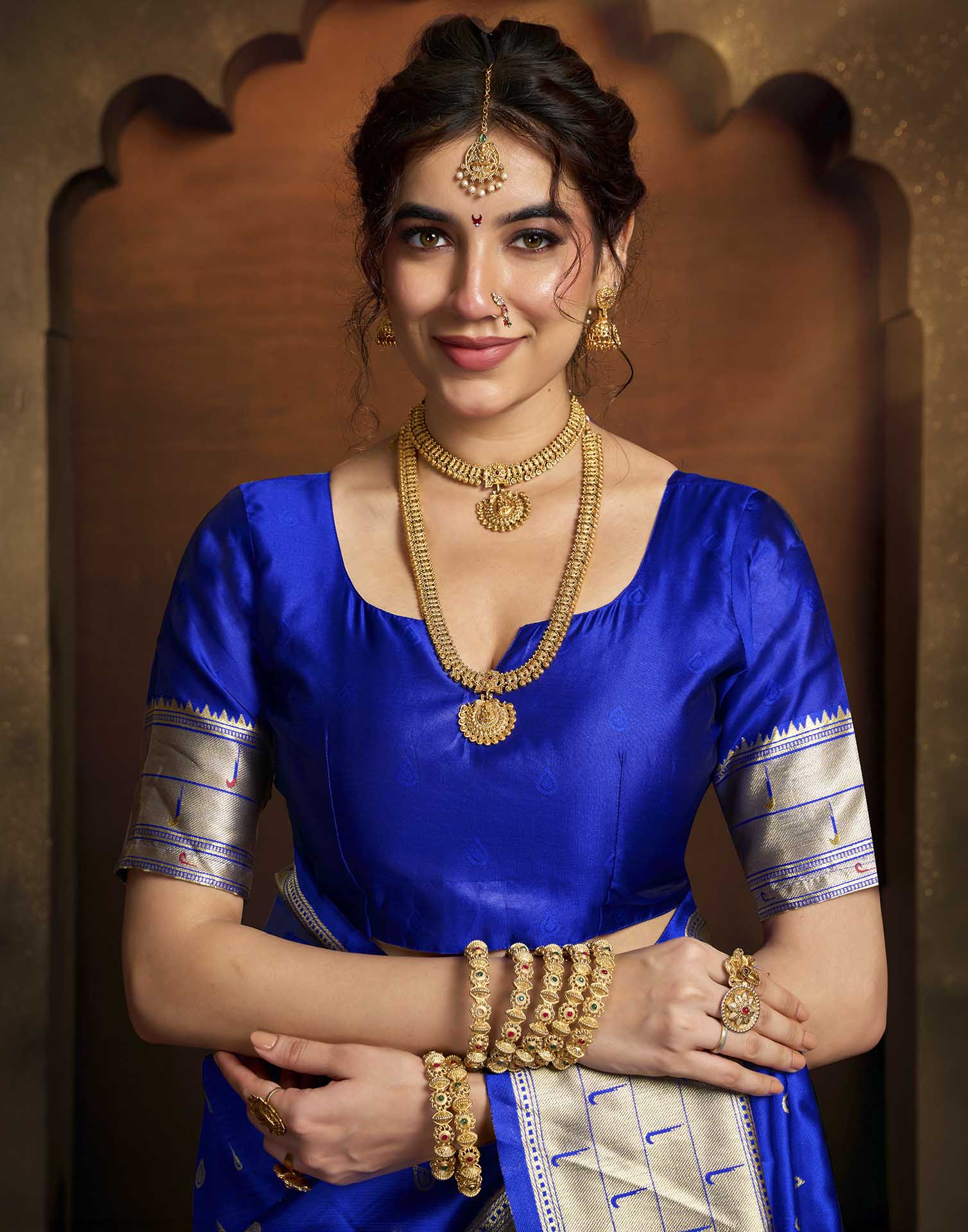 Royal Blue Silk Woven Paithani Saree