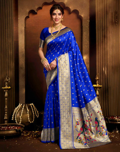 Royal Blue Silk Woven Paithani Saree