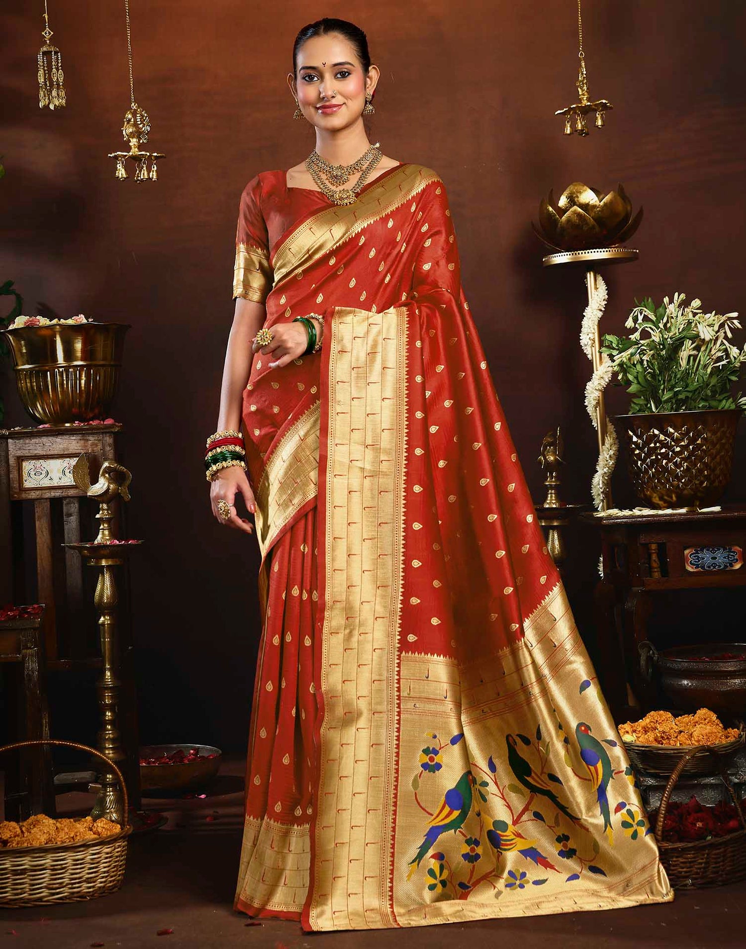 Red Silk Woven Paithani Saree