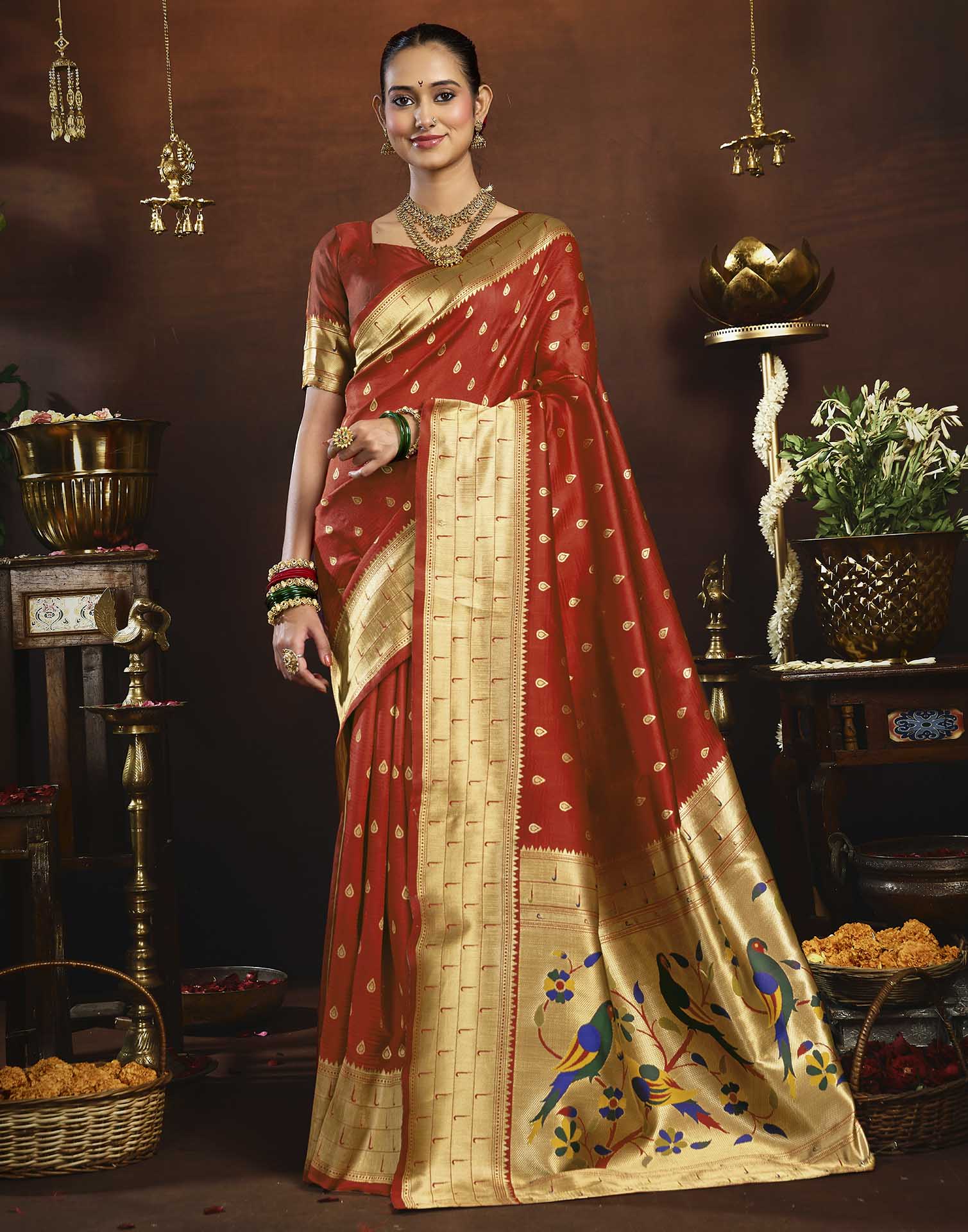 Red Silk Woven Paithani Saree