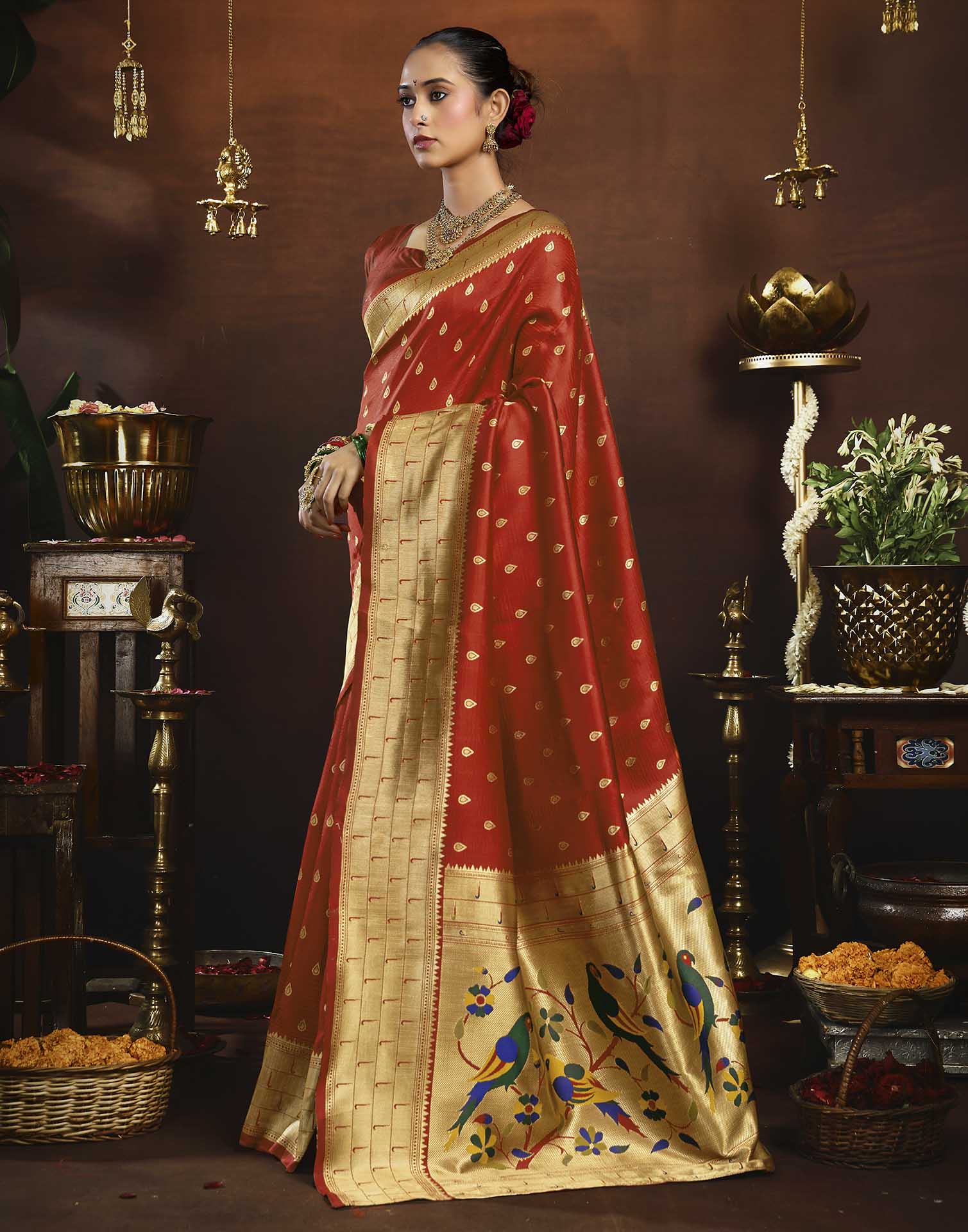 Red Silk Woven Paithani Saree