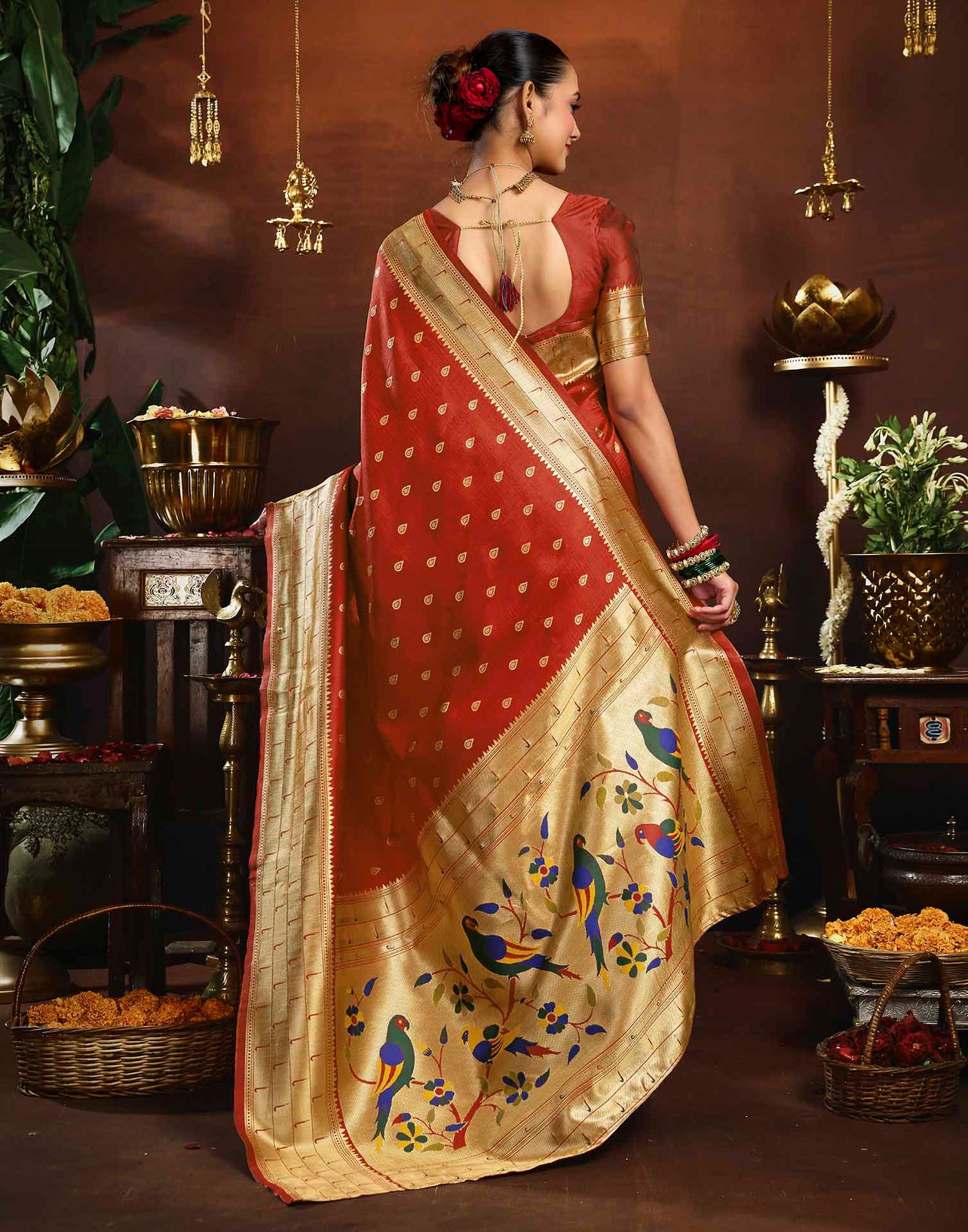 Red Silk Woven Paithani Saree